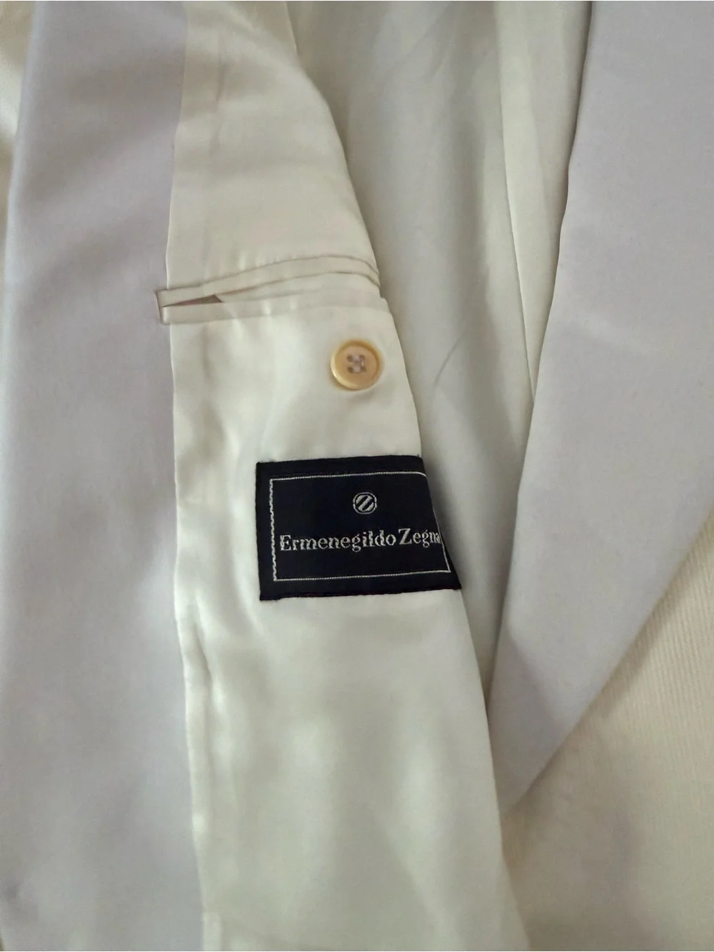 VTG Ermenegildo Zegna Cream Tuxedo Jacket IT 50 US 40R Silk Lapel Dinner Blazer